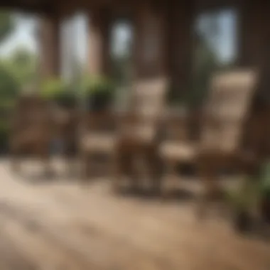 Natural Aging of Wooden Furniture A weathered wooden patio set showcasing natural aging