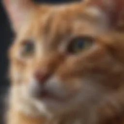 Close-up of a cat with fleas visible on its fur