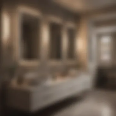 Luxurious Double Vanity and Lighting Luxurious bathroom featuring a double vanity and contemporary lighting