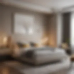 Elegant master bedroom with a modern design showcasing a harmonious blend of colors