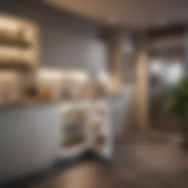 Compact Integration in Modern Design A compact fridge seamlessly integrated into a modern kitchen setting.