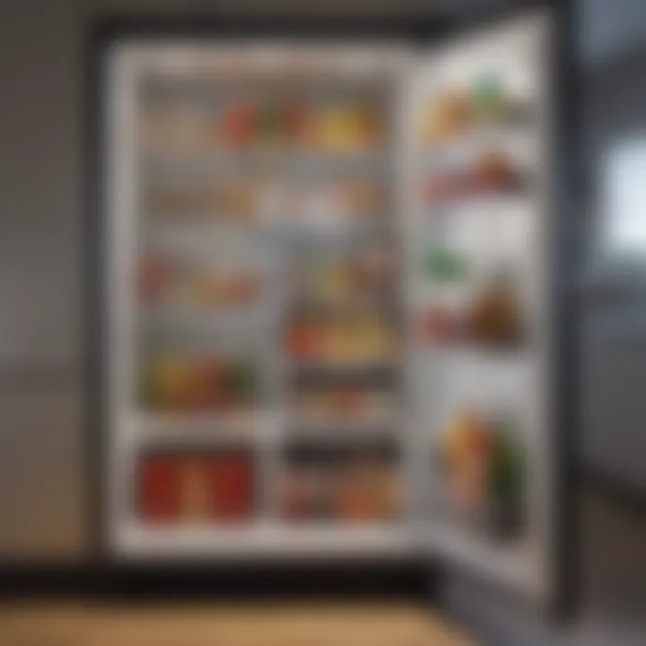 Interior view showcasing optimized storage solutions in a tiny fridge.