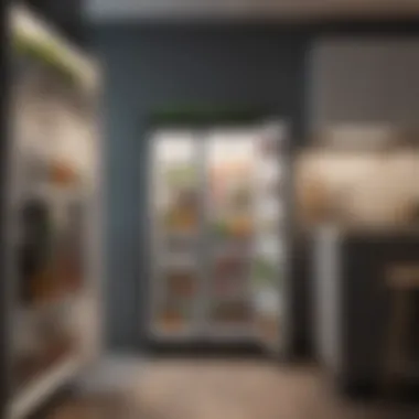 Stylish Fridge for Urban Living A stylish tiny kitchen fridge in an urban apartment.