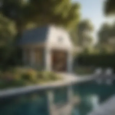 Lush Landscaping Around the Pool House Beautifully landscaped garden surrounding a pool house