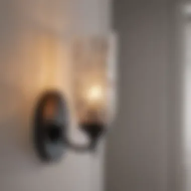 Close-up of modern wall sconce design with unique materials