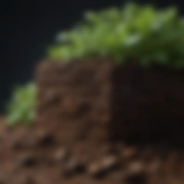 Illustration showing the layers of soil enriched with organic compost for shrub nourishment
