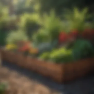 Bountiful Raised Garden Bed Lush raised garden bed thriving with diverse plants