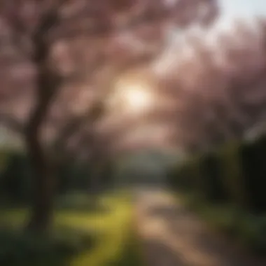 Garden scene showcasing magnolia trees in various seasons
