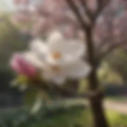 Magnolia tree in full bloom during spring