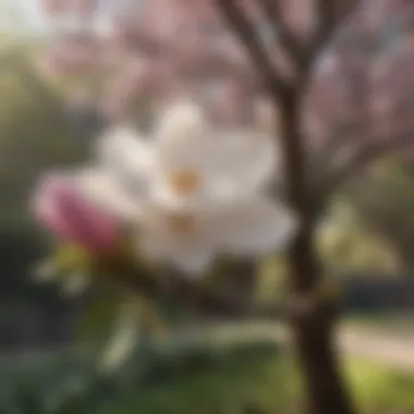 Magnolia tree in full bloom during spring