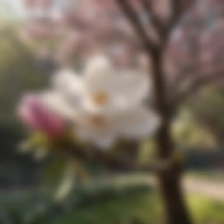Magnolia tree in full bloom during spring
