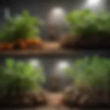 Varieties of vegetables in different growth stages