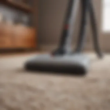 Powerful vacuum cleaner effectively cleaning a carpet