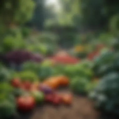 A Vibrant Array of Vegetables in a Garden Diverse vegetable garden with colorful produce