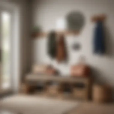 Functional Entryway with Slim Bench and Storage Organized entryway space with a slim bench, shoes, and storage baskets