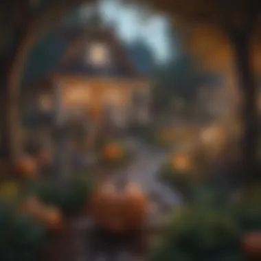 Whimsical Halloween Garden A whimsical and colorful Halloween garden featuring playful decorations.