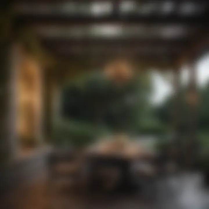 Elegant outdoor dining setup under a pergola