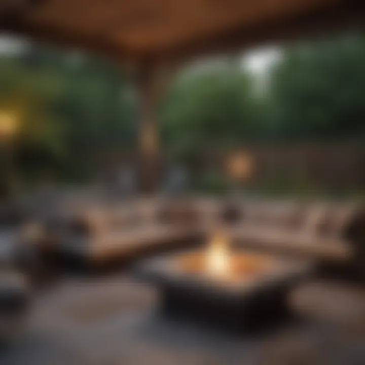 Charming fire pit surrounded by comfortable seating