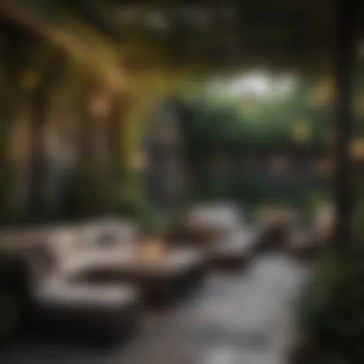 Beautifully designed outdoor seating area with lush greenery