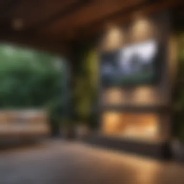Modern Outdoor TV Enclosure Design Stylish outdoor TV enclosure integrated into a modern patio