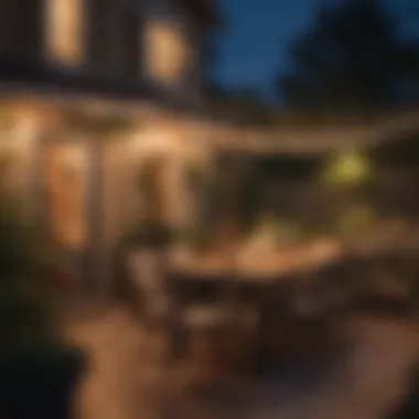 Cozy patio setup with twinkle lights for evening gatherings