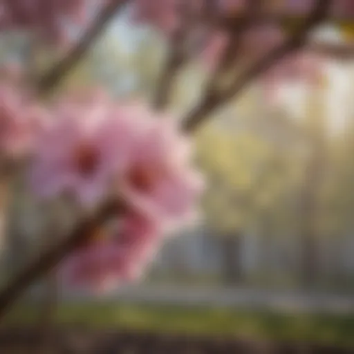 A vibrant plum tree in full bloom during springtime.