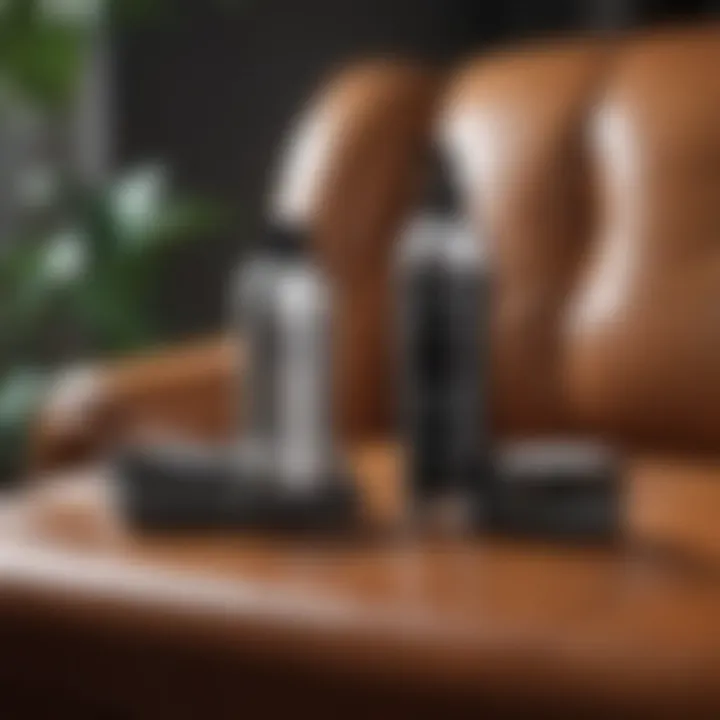 Selection of leather care products including conditioner and cleaner