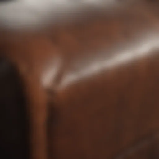Close-up of a leather couch showing early signs of peeling
