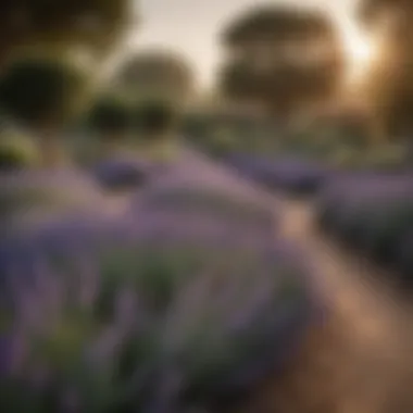 Diverse Lavender Garden A well-maintained lavender garden with diverse lavender varieties