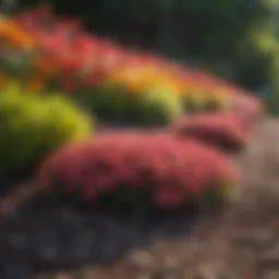 Colorful flower bed with organic mulch