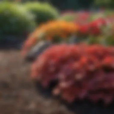 Layered mulch in a vibrant flower garden