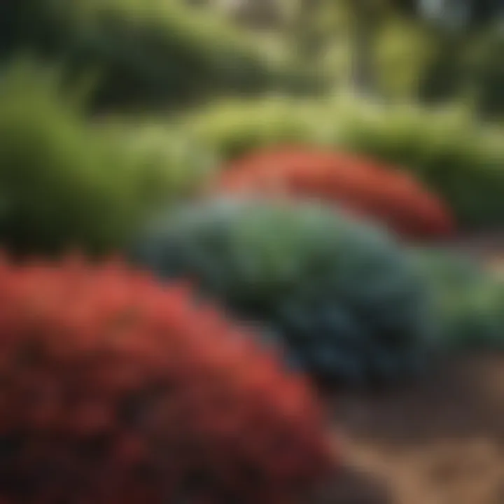 Mulched flower bed with diverse plant species