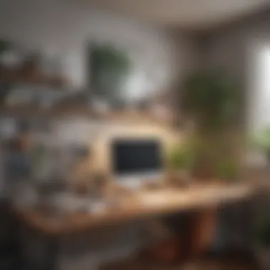 From Chaos to Clarity: Workspace Makeover A cluttered workspace transformed into an organized and inspiring area