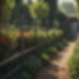 A lush garden with vibrant plants protected by a fence