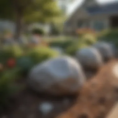 Creative use of boulders as focal points in a front yard landscape