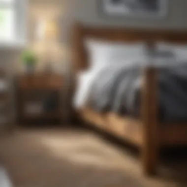 Rustic Wooden Bed Frame and Vintage Side Tables Rustic wooden bed frame paired with vintage side tables