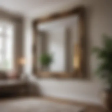 A Large Mirror Featuring a Unique Frame as a Focal Point Large Mirror with Unique Frame