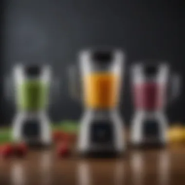 Display of various cup blender capacities side by side