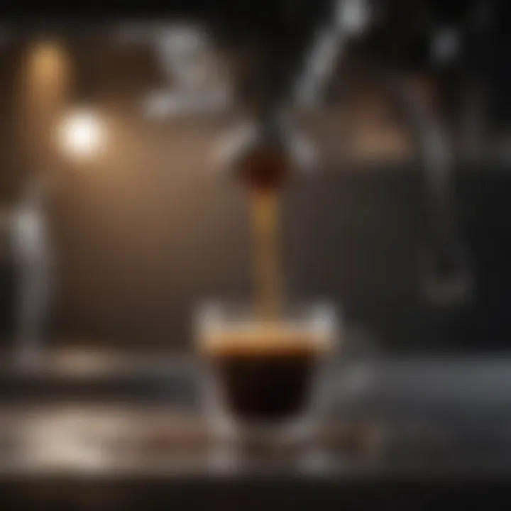 Close-up of espresso shot being extracted