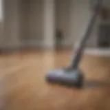 Shark cordless vacuum in action on hardwood floor