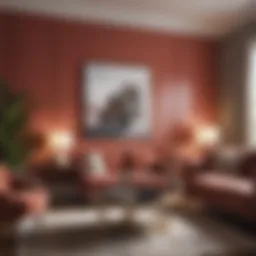Elegant living room featuring a bold statement wall