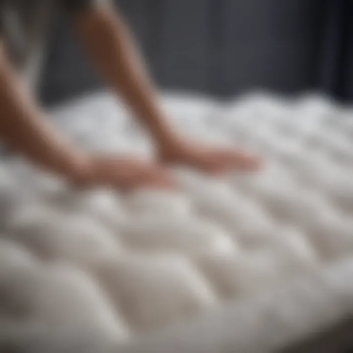 Illustration of a mattress enhancer being applied to a bed