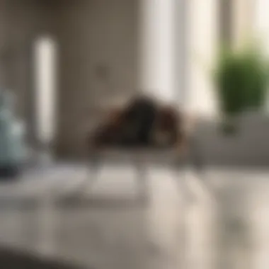 A close-up of a house fly on a kitchen counter