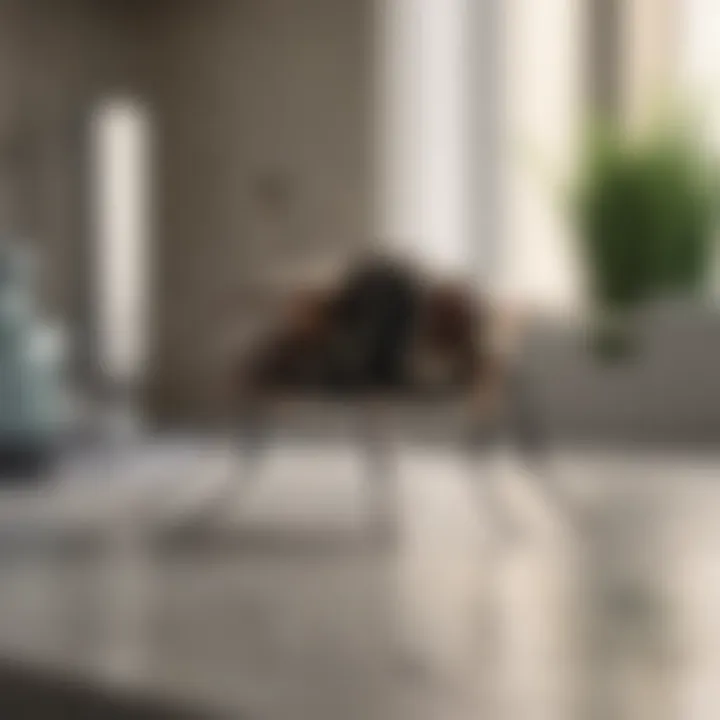 A close-up of a house fly on a kitchen counter