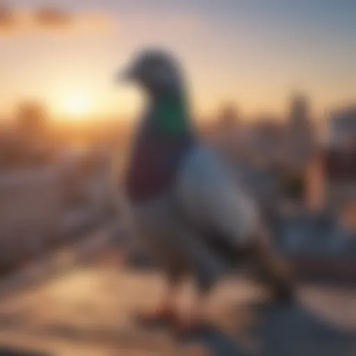 A pigeon perched on a rooftop, highlighting the issue of bird congregation.