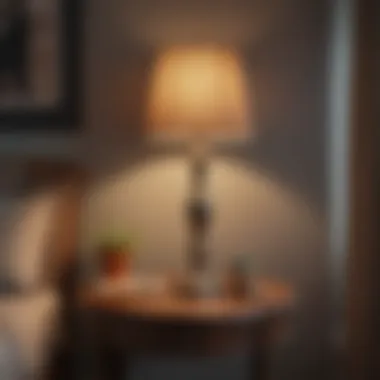 Elegant vintage table lamp illuminating a compact reading nook with stylish decor.