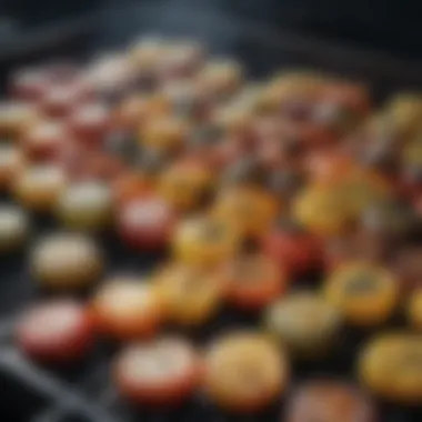 An array of colorful vegetables grilling to perfection