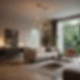 Elegant pendant lights create a focal point in a modern living room.
