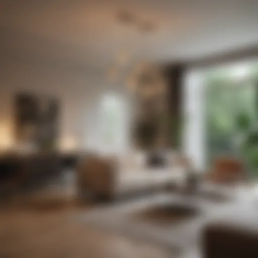 Elegant pendant lights create a focal point in a modern living room.