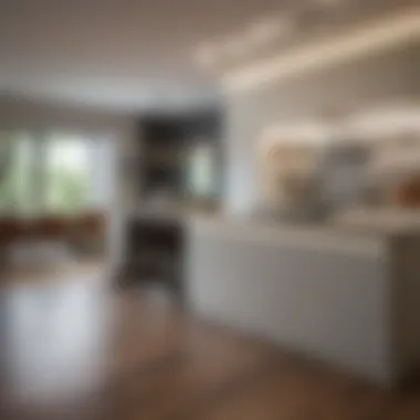 Sleek Recessed Lighting in Contemporary Kitchen Sleek recessed lighting illuminates a contemporary kitchen.